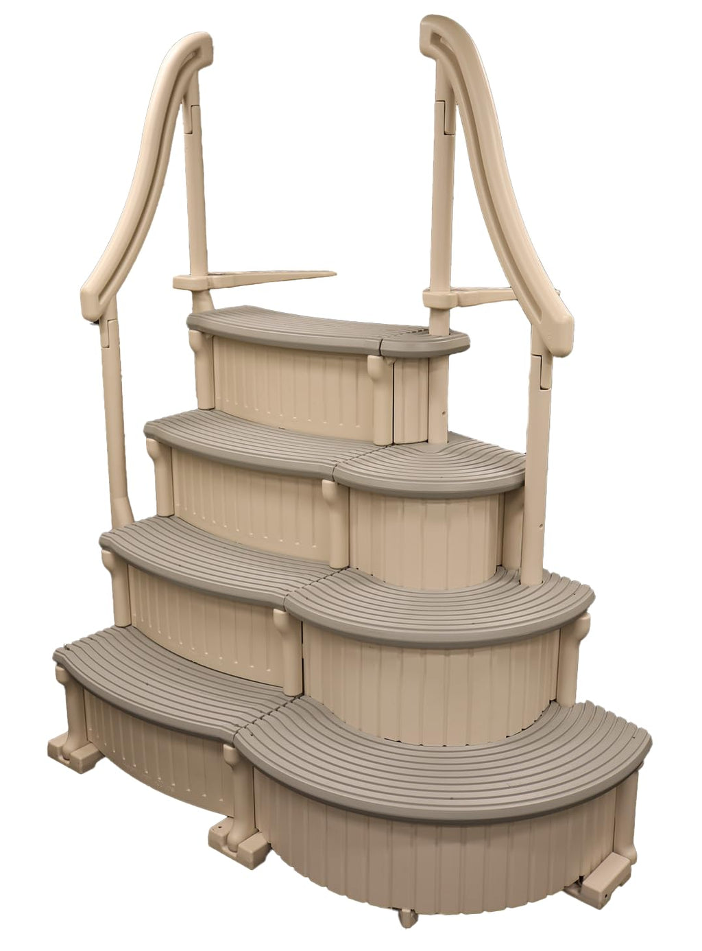 Confer Plastics Curve CCX-AG Drop in Above Ground Pool Step with Grey Treads - Base Step with Add-On