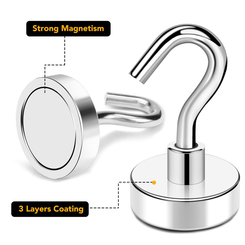 TRYMAG Magnetic Hooks for Cruise Cabins, 30LBS+, 36 Pack, Silver