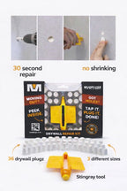 FIX Drywall Anchor Holes Fast - MudPlugz Drywall Hole Repair Kit - No Mesh - No Spackle - Professional Small Hole Wall Patch Kit - 36 Plugs - Reusable Prep Tool - Quick and Easy