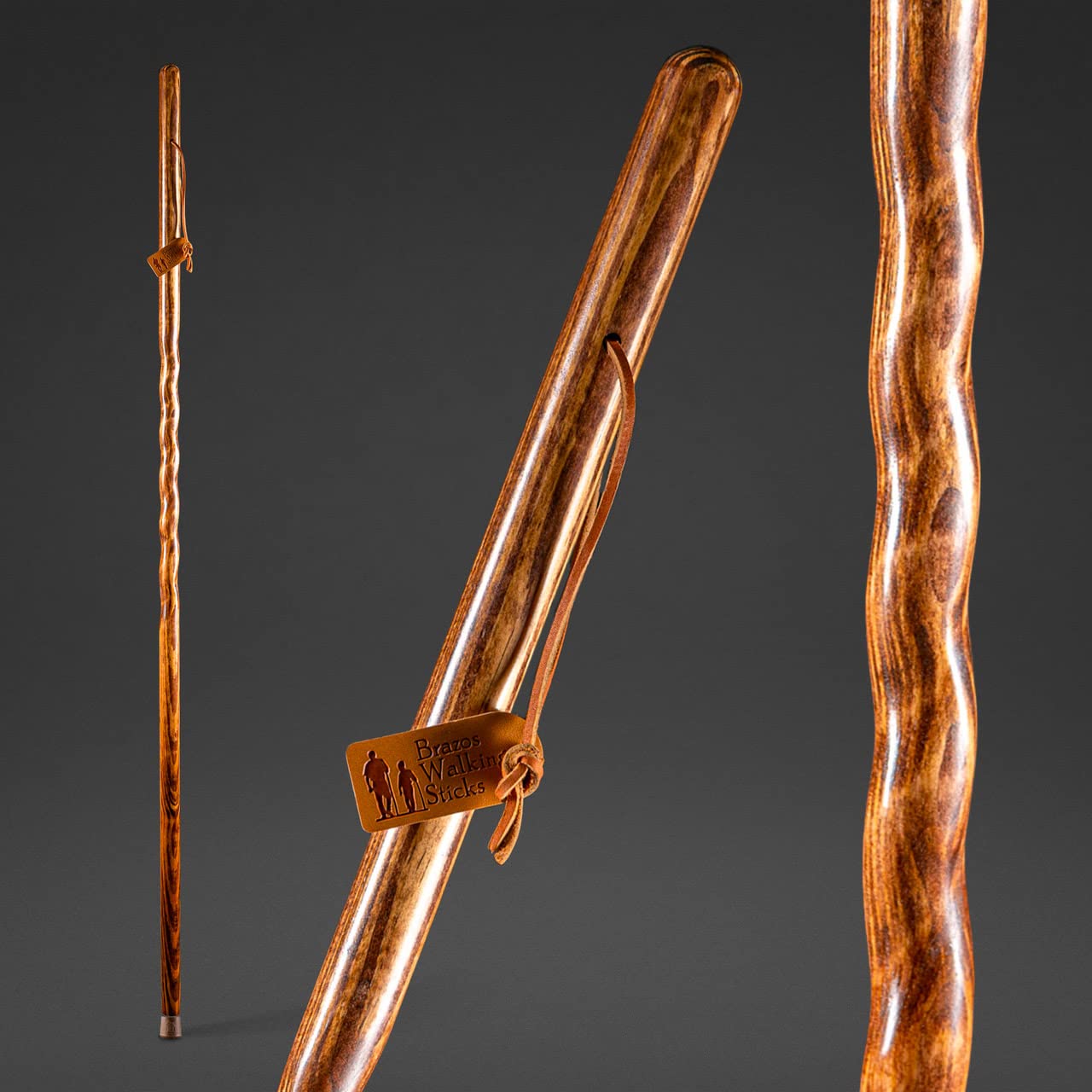 55" Texas Traveler Brazos Walking Stick, Handcrafted Red Pine Wooden Walking Sticks for Seniors Balance, Lightweight & Durable Wooden Walking Sticks for Hiking, Walking Sticks for Women and Men