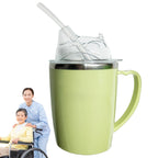 Peosaard Adult Sippy Cup, Beakers for Elderly, 350ml Spill Proof Adult Sippy Cup with Straw, 3-in-1 Stainless Steel Dysphagia Cups with Handle