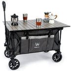Whitsunday Folding Collapsible Utility Wagon, 400Lbs Heavy Duty Outdoor Park Beach Wagon with Table and Side Pocket for Garden Camping Sports Shopping Grey