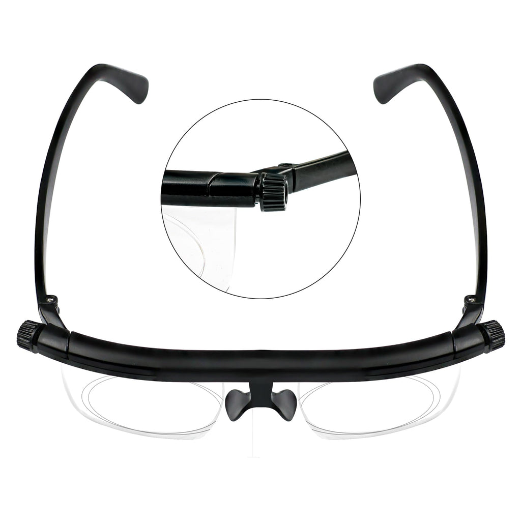 Ouolipraa Flex Focal Adjustable Glasses Dial Vision Reading Glasses Zoom Eyeglasses for Men Women One Power Auto Focus 0D to 400D Presbyopic Readers Variable Focus Eyewear Read Distance Near Far Sight