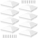 Goovilla 4x4 Post Caps White(Actual 3.5" x 3.5"), 8 Pack Fence Post Caps with 16 Screws and Easy Installation, Sturdy Waterproof Plastic Deck Post Caps with Frosted Finishing Touch, Protect Wood Post