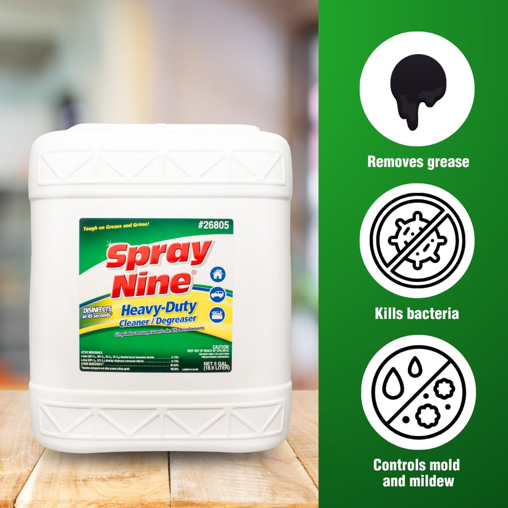 Spray Nine 26805 Heavy Duty Cleaner, Degreaser & Disinfectant for Home, Yard Equipment, Automotive & More - Refill for Spray Bottle 5 Gallon Pail (Pack of 1)