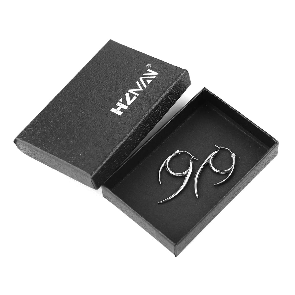 HZMAN Gothic Stainless Steel Spike Hoop Earring for Men Women,Lightweight