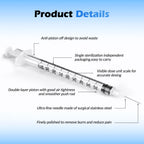 Syringes 1ml 27 Gauge 1/2 inch U-100 27G 1cc 13mm Lab Syringe, Pack of 20