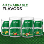 Alpha Supps - Alpha Greens Supplement | Fruit & Vegetable Superfood Powder | Over 40 Natural Plant Based Ingredients | Prebiotic & Probiotic Digestive Support Blend - 30 Servings (Orange Cherry)