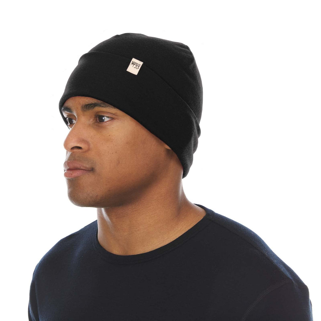 100% Merino Wool Cuff Beanie - Mens & Womens Warm Winter Hat - Watch Cap - Toque - Novelty Beanie - Black
