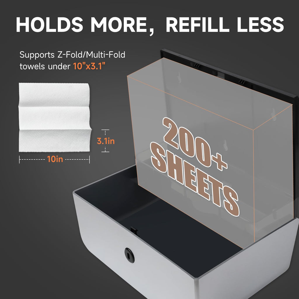 anydry 200-Sheet Paper Towel Dispenser Wall Mount (Folded Size ≤ 10 x 3.1)