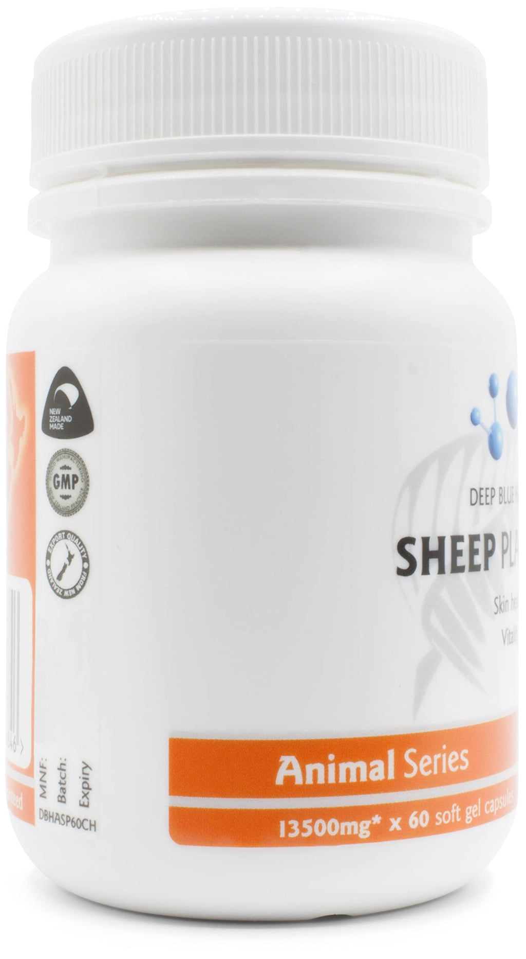New Zealand Sheep Placenta w/ Grape Seed Extract and Vitamin E - 13500mg x 60 Soft Gel Capsules - Supports Skin Health and Vitality