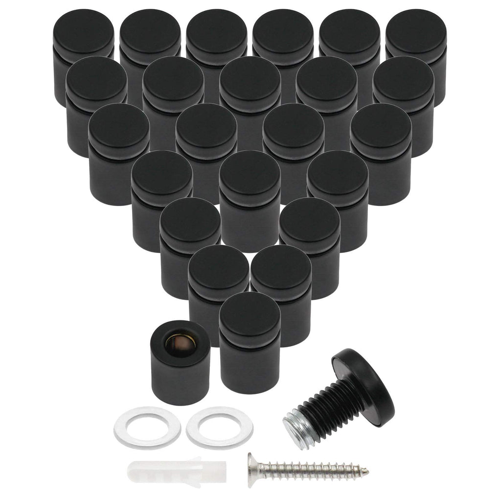 Luomorgo 24 Pcs 3/4" x 1" Stainless Steel Standoff Screws, Wall Sign Standoff Mounting Hardware Advertising Glass Standoff Nail for Hanging Acrylic Picture Frame, Black