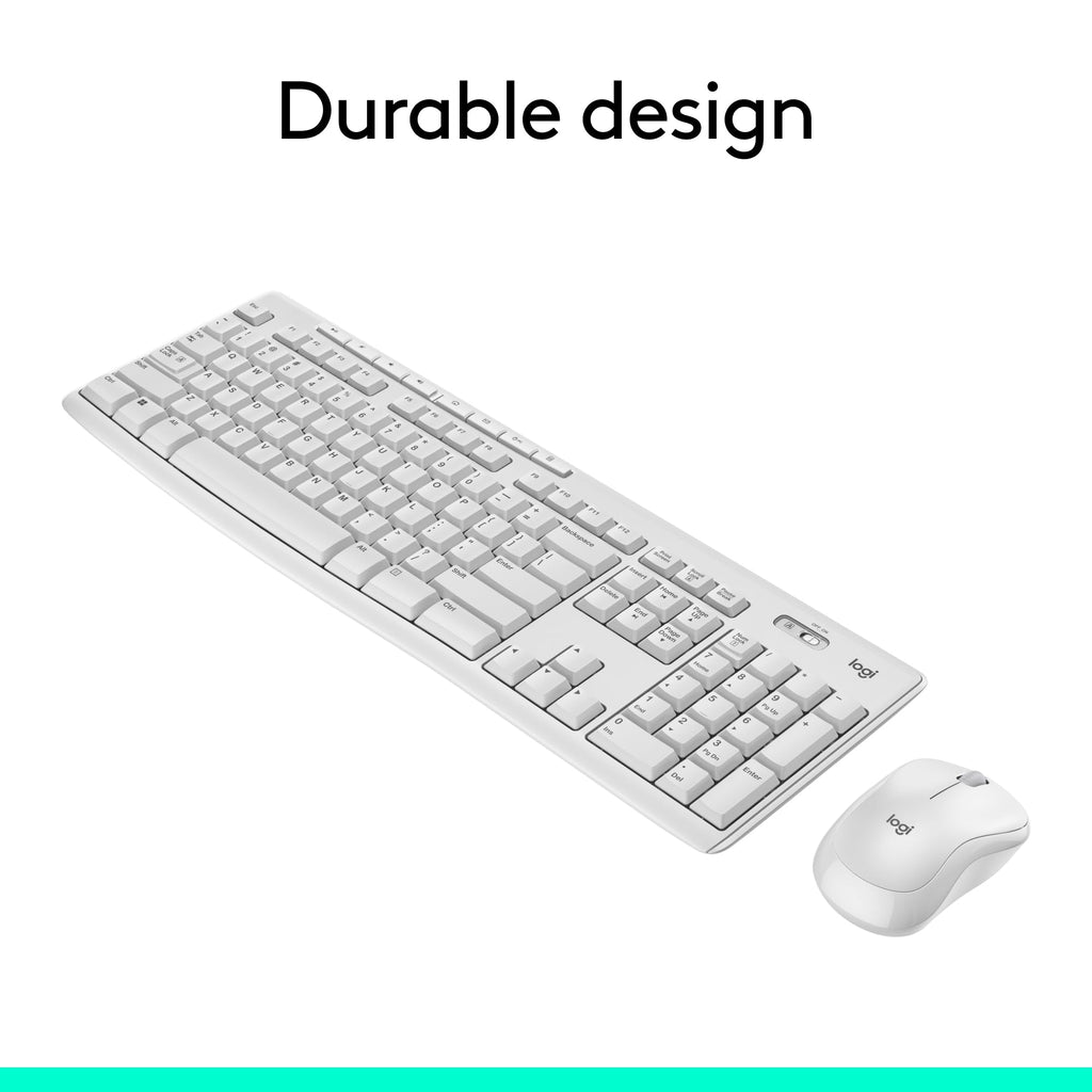 Logitech MK270 Full Size Wireless Keyboard and Mouse Combo - Off White