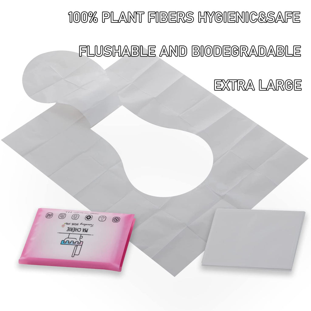 MA CHÉRIE Disposable Toilet Seat Covers, 60 Sheets (6 Packs x 10), Extra Large, Flushable, Travel & Family Friendly
