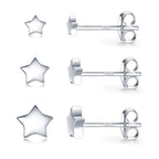 3 Pairs 925 Sterling Silver Star Stud Earrings for Women,Tiny Simple Geometric Stud Earrings Set Small Hypoallergenic Cartilage Tragus Ear Jewellery for Men (3/4/5mm)