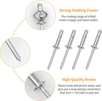 ALLCLEAN 3/16" x 1" Tri-Fold Rivets Assortment - 120Pcs,Silver Tri-fold Exploding Pop Rivets Solid Aluminum Tri Grip Rivets Bulb Style Rivets for Kayak Marine Boat