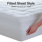 EASELAND King Size Mattress Pad Cotton Pillow Top Mattress Topper White