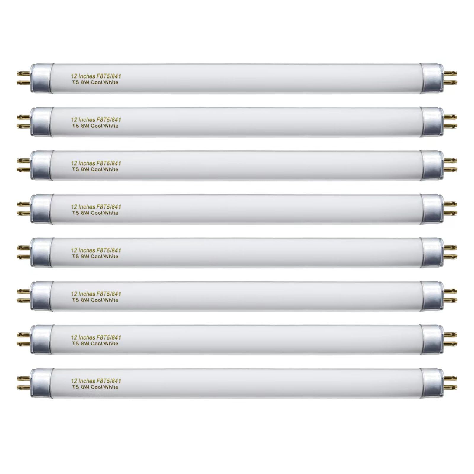 Konideke 8 Pack F8T5/CW Fluorescent Bulbs, T5 12 inch 8 Watts Under Cabinet Light Bulb Cool White, G5 Mini Bi 420 Lumen