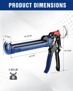 WORKPRO Caulking Gun, Adjustable Hand Caulk Gun, Less-Dripping Regulating, Sealant Silicone Gun with Comfort Grip, 9:1 & 18:1 Thrust Ratio, Smooth Round Rod for 10oz Caulk Tubes
