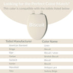 Bemis 500EC Durable Wood Toilet Seat with Easy Clean Hinges, Made in USA, Round, Biscuit