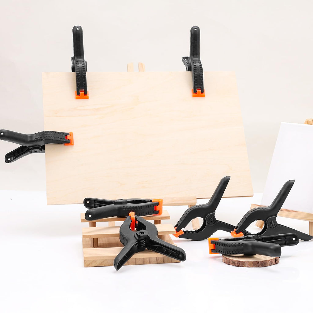 10 Pack 6 inch Plastic Spring Clamps, Black Heavy Duty Clips, Backdrop Clips, Plastic Clamps for Crafts, Backdrop Stand, Woodworking, Photography