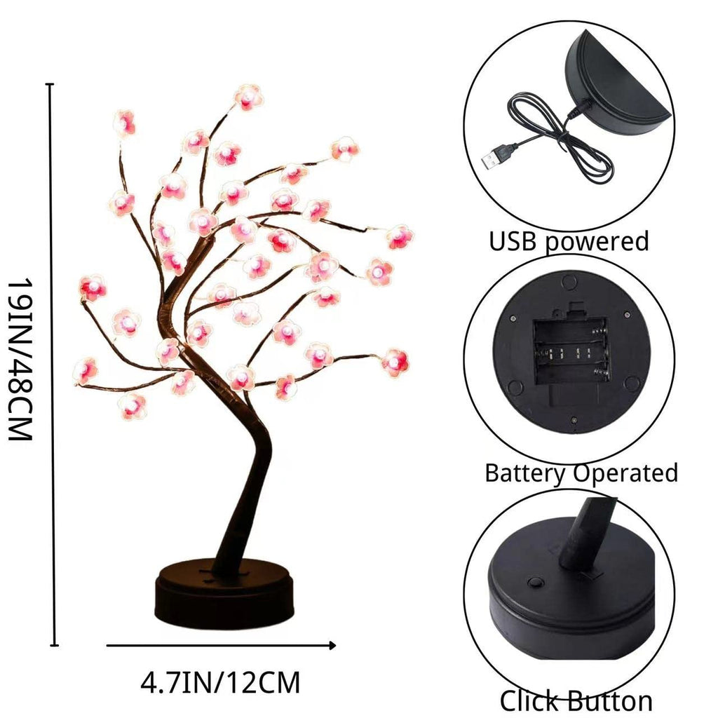 Cherry Blossom Tree Light 18inch 36 Led,Japanese Decor,Battery/USB Operated