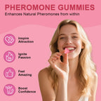 Josmon Pheromone Gummies for Women, Feminine Balance Gummies, Strawberry Flavor, Vegan, Gluten Free, Pink, 60 Gummies