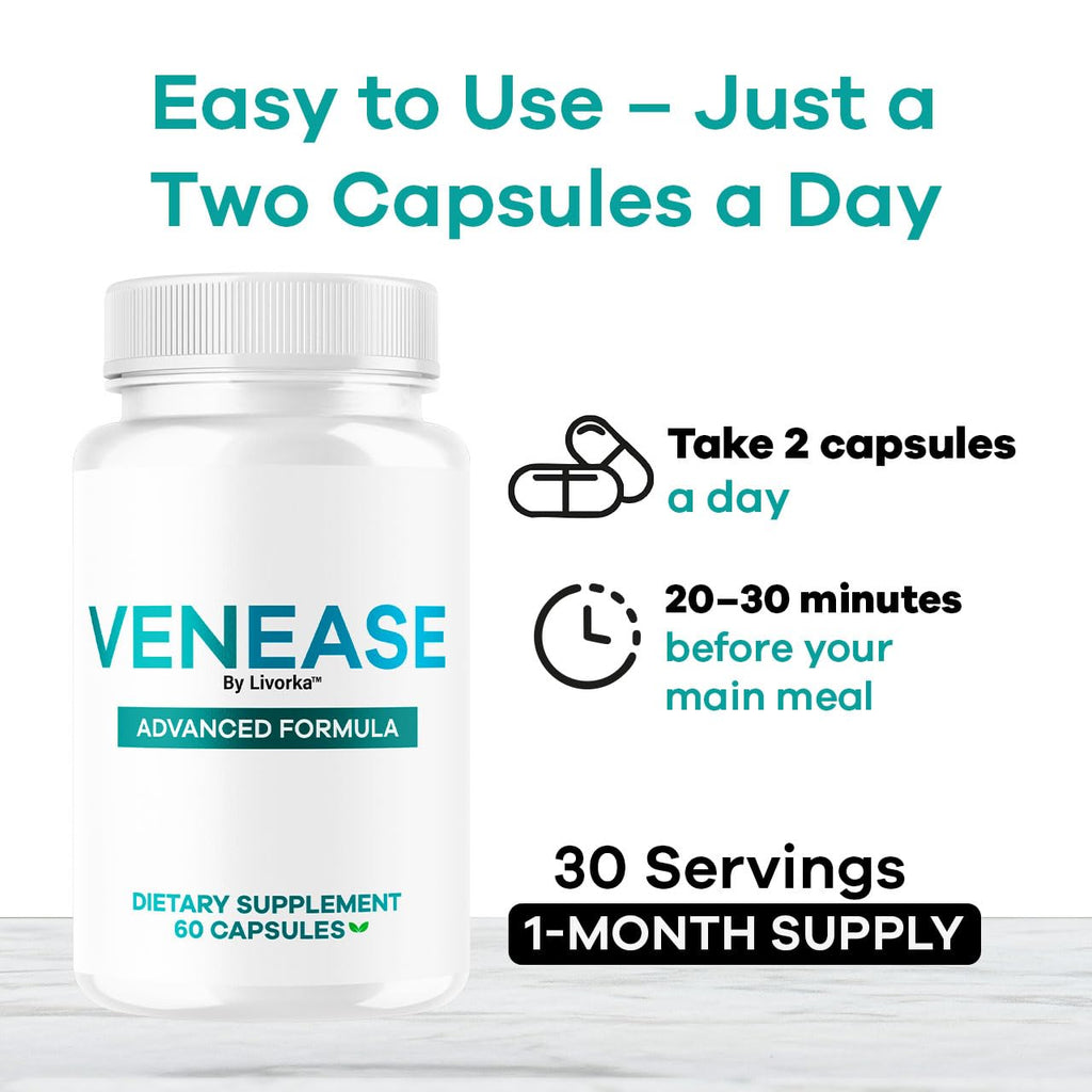 (2 Pack) Venease Capsules - Official Venease Pills Premium Supplement Support Advanced Formula All Natural for Vein Wellness & Health Multivitamin Pure Formula Reviews, 120 Capsules for 2 Months