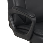 Amazon Basics Classic Puresoft PU Padded Mid-Back Office Desk Chair with Armrest, Easy Assembly, Sturdy Metal Base, Wheels, 275lb Support, 26"D x 23.75"W x 42"H, Black