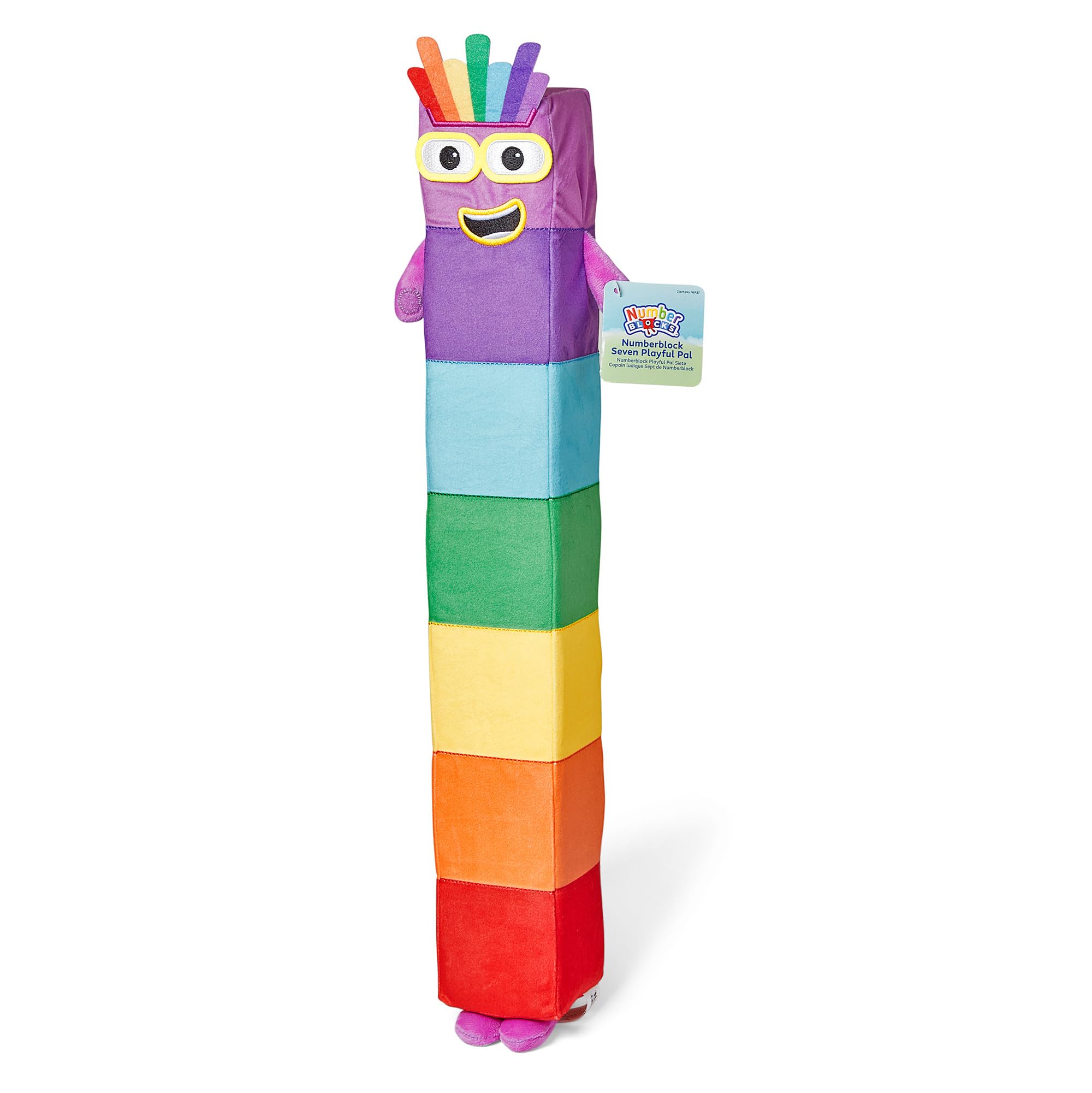 hand2mind Numberblock Seven Playful Pal, Plush Figure Toys, Numbers for Toddlers, Cute Stuffies, Preschool Math Learning Toys, Stuffed Animal, Small Plushies, Counting Blocks, Birthday Gifts for Kids