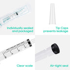 JOLLY PARTY 100 Pack 20mL Syringes, Plastic Syringes with Catheter Tip and Cap, Individually Sealed Feeding Syringe For Dogs, Measuring Syringe For Liquid, Scientific Labs, Refilling, Dispensing