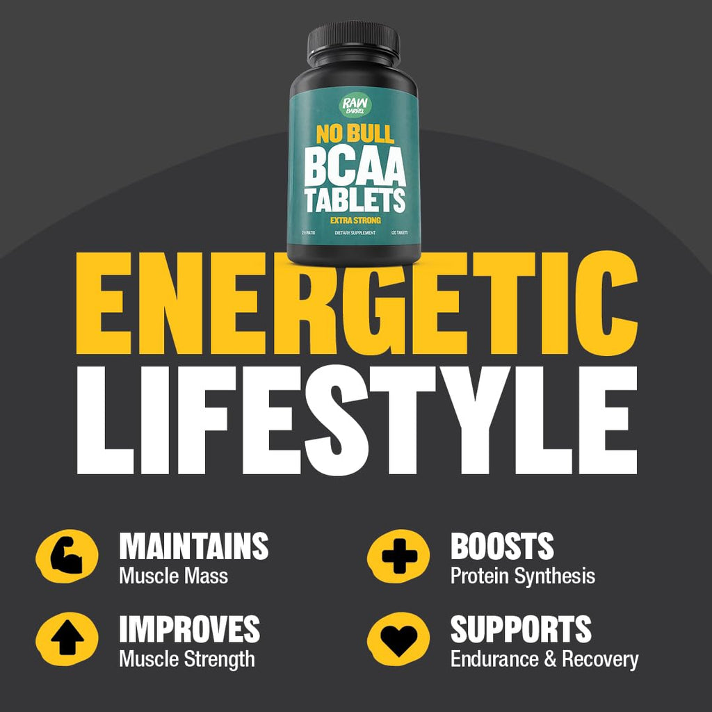 BCAA Tablets 1000 mg - Branched Chain Amino Acids Supplement for Muscle Recovery & Energy - Pre or Post Workout BCAAs for Men & Women - 120 Pills - Natural, Pure, GMO Free