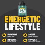 BCAA Tablets 1000 mg - Branched Chain Amino Acids Supplement for Muscle Recovery & Energy - Pre or Post Workout BCAAs for Men & Women - 120 Pills - Natural, Pure, GMO Free
