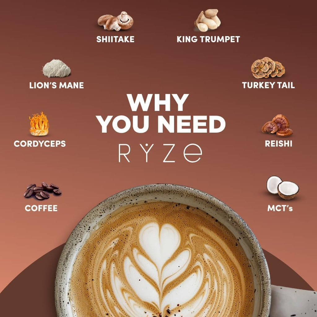 RYZE Mushroom Coffee Starter Kit, Dark Roast, 30 Servings