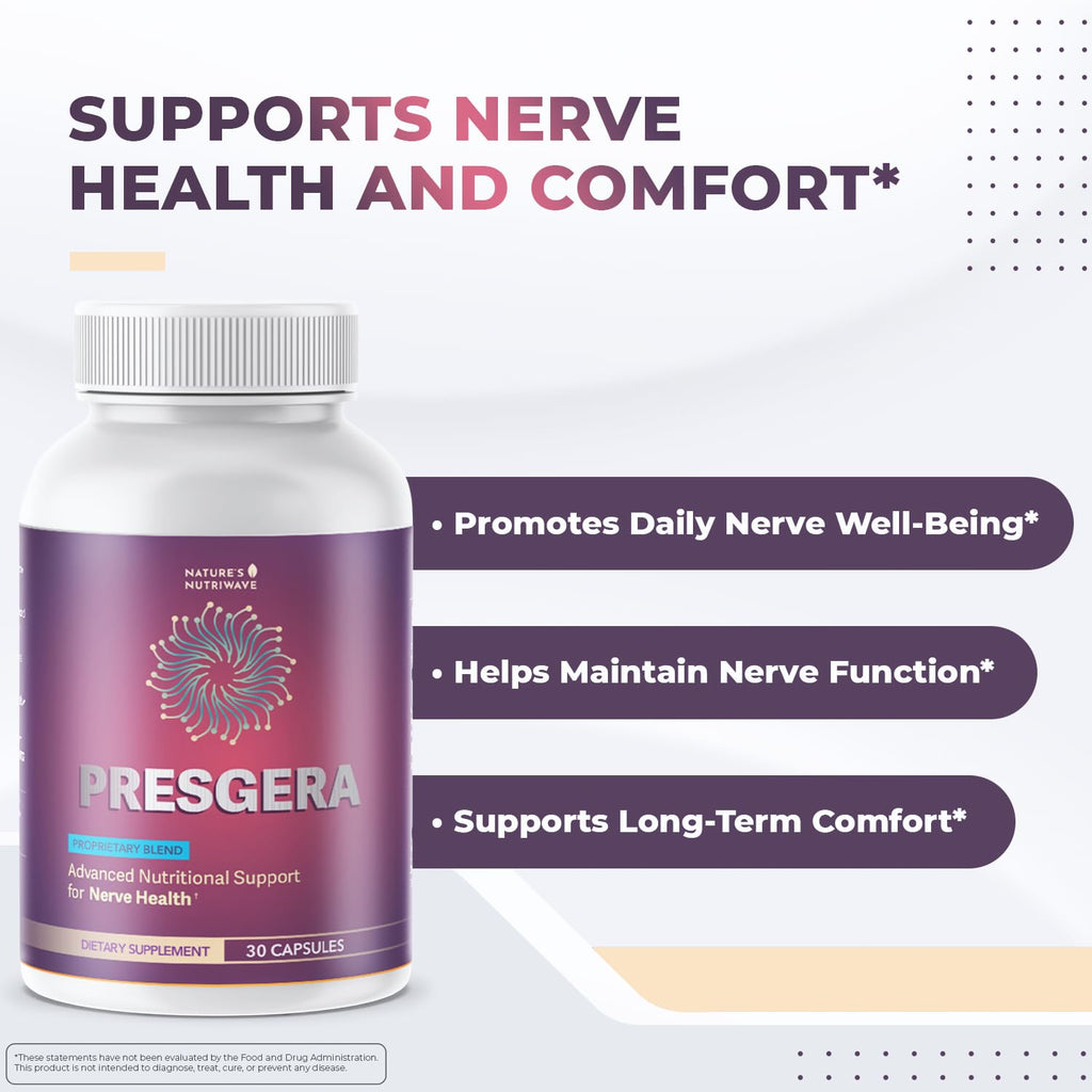 Nature’s NutriWave Presgera Capsules – Natural Daily Supplement with Magnesium Glycinate, Turmeric, Alpha Lipoic Acid & More – Made in USA, Non-GMO, Easy-to-Take – 30 Capsules, 6 Month Supply
