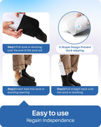 Jellas 4.6 Inch Wide Sock Aid Kit - Long Rope Assist Device for Seniors, Limited Mobility, Post-Surgery | No Bend Sock Helper & Remover | Easy On/Off Socks Tool (White)