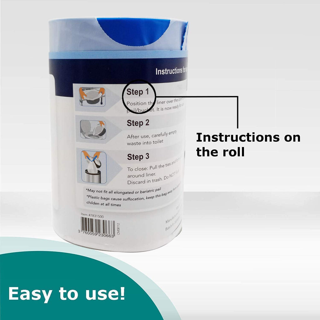 SaniCare Commode Liners - Pack of 50 Disposable Commode Liners - Fits All Standard Bedside Commodes - Eliminates Odors - Never Clean A Pail Again