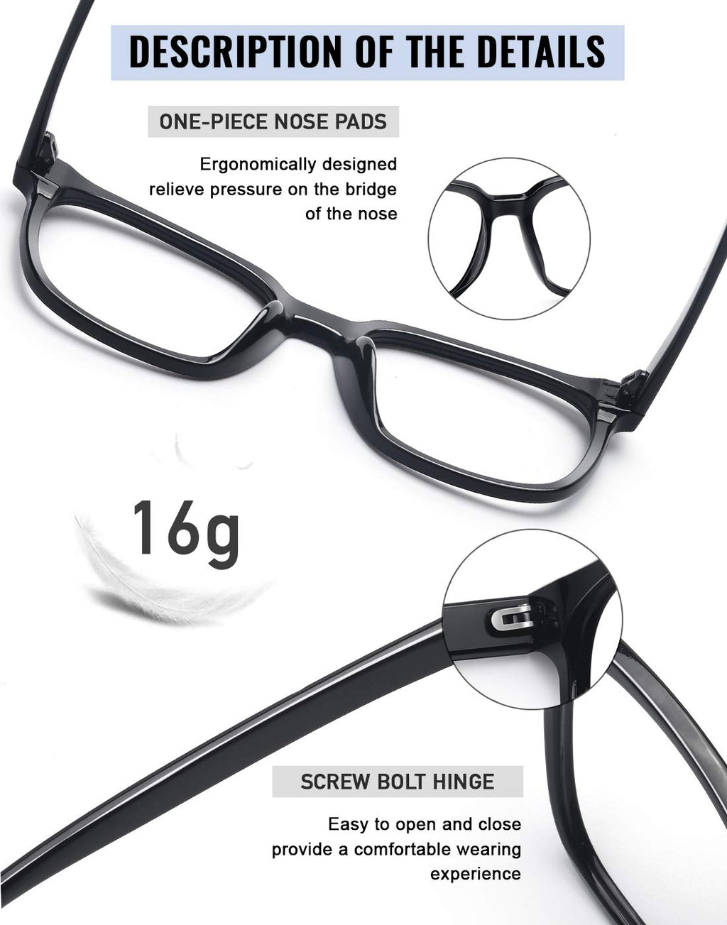 PANNER 2Pack Oversized Blue Light Blocking Glasses for Women Men Square Computer Eyeglasses Reduce Eyestrain(Black+Brown)