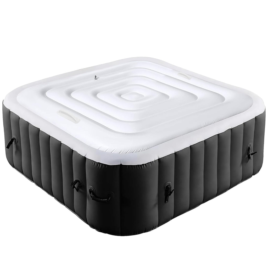 Tlswshsy 4.2Ft Inflatable Hot Tub Cover- Energy Saving Lid for Square Hot Tub- Foldable Protective Rain Overflow Cover for Inflatable Outdoor Hot Tubs