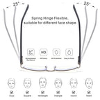 Missfive Mens Premium Multifocus Reading Glasses 0x on Top Center, Blue Light Blocking Far/Mid/Near Progressive Multifocal Readers Metal Frame with No Broken Spring Hinge Eyegwear 1.5 D
