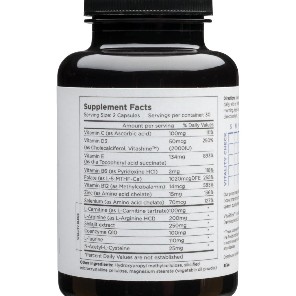 Men Prenatal Multivitamin, Optimized for Reproductive and Sperm Health, 60 Vegan Capsules (30-Day Supply)