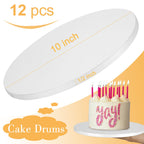 12 PCS Cake Drums 10 Inch, 10inch Drum, Cake Boards 10 Inch Round, 1/2" Thick Cardboard, Sturdy Circle, Base para Pastel Cardboard Base White Cake Boards for Wedding