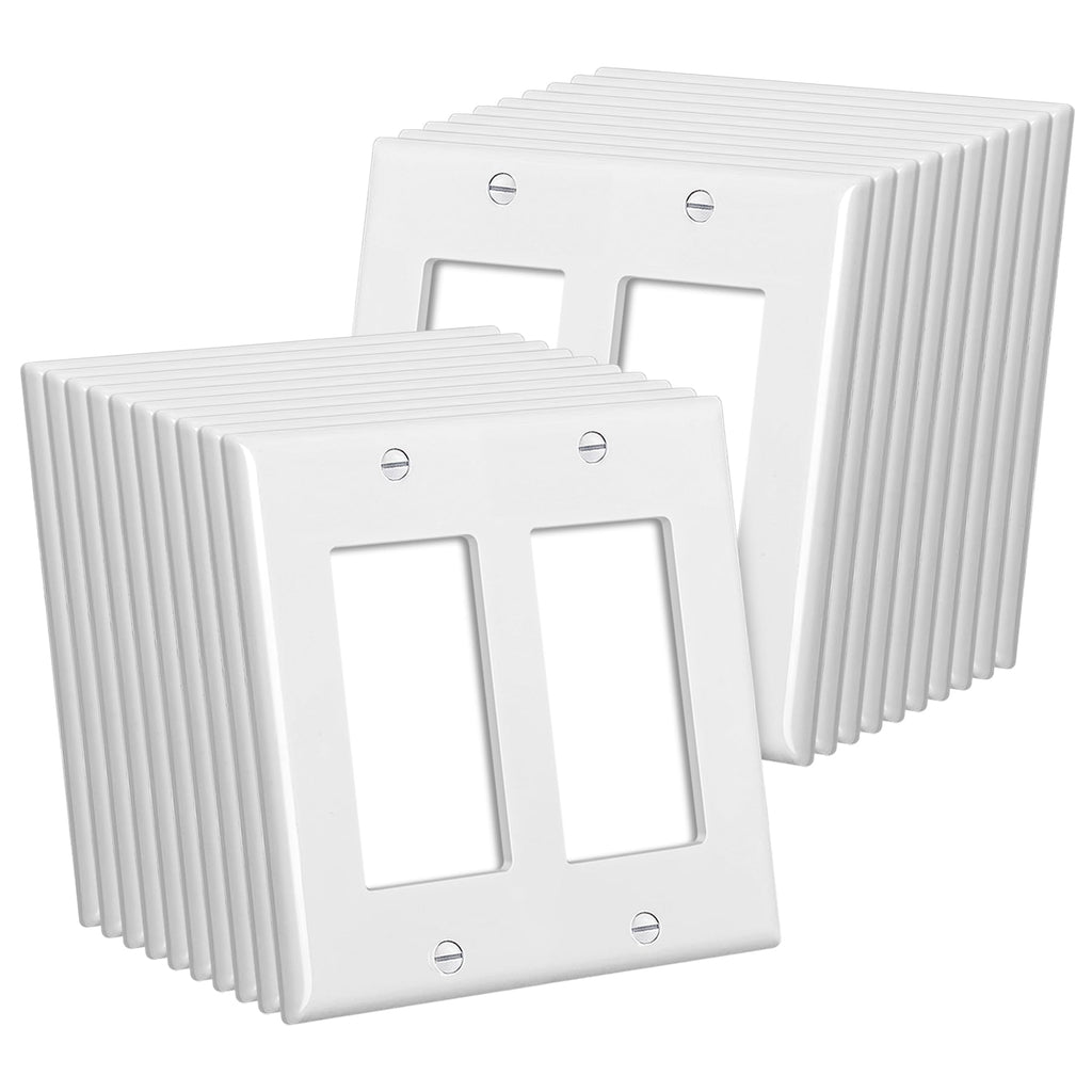 CML 2-Gang Decorator Wall Plates, 20 Pack Electrical Outlet Receptacle ...
