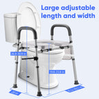 Raised Toilet Seat with Handles, Toilet Seat Riser for Seniors with Adjustable Height & Width, Cozy Padded 500lb Handicap Toilet Seat for Elderly, Surgery, Pregnant, Fit Any Toilet, Assist Getting Up