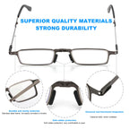 SKYOLUY Durable Ultra Thin and Lightweight Folding Reading Glasses for Men Women, Blue Light Blocking Compact Computer Foldable Readers, Pocket Portable Sturdy Frame With Case Black 1.5x