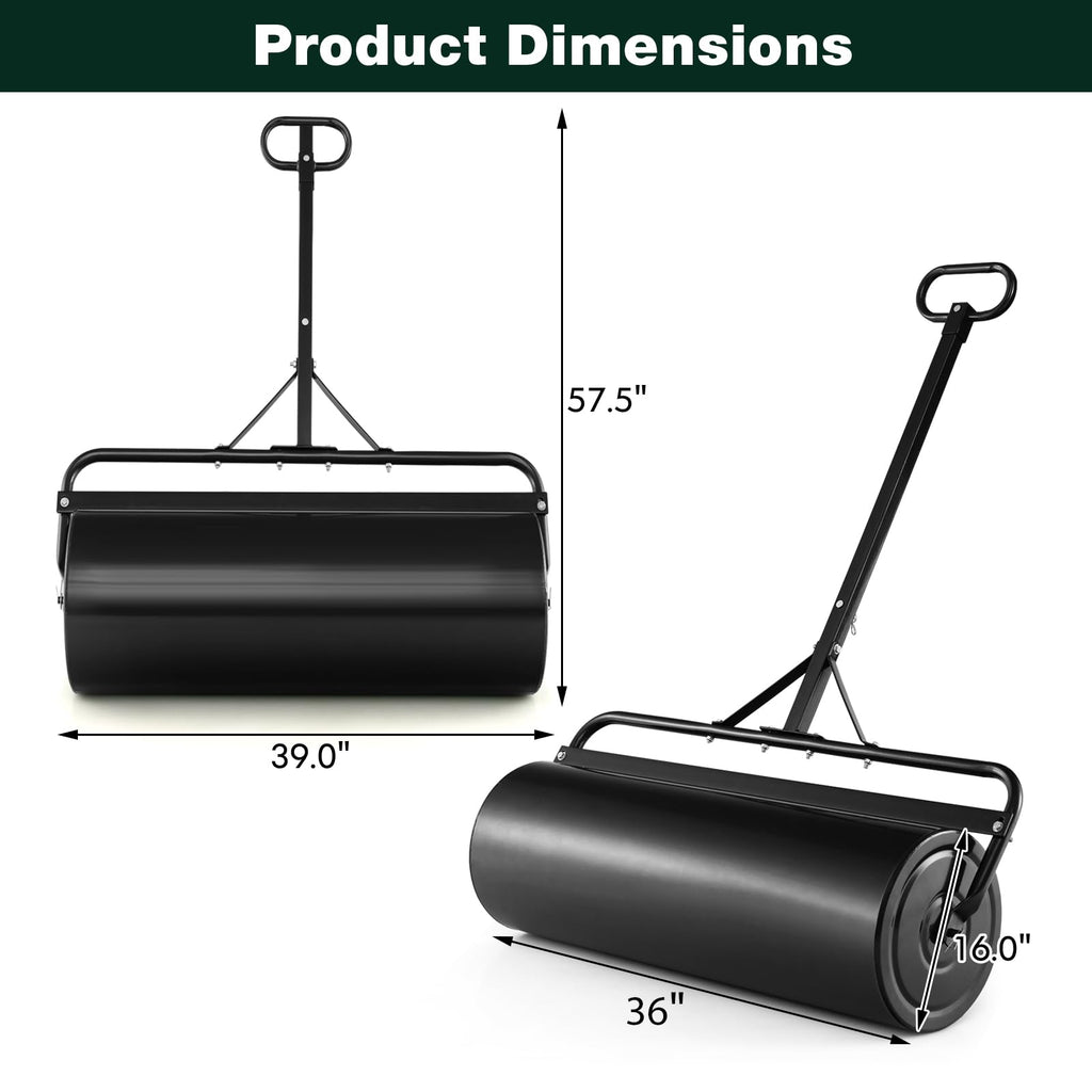 IRONMAX 30 Gallons/113 L Manual Lawn Roller, Water & Sand Fillable, Black