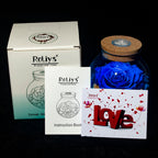 roliys Preserved Real Roses with Colorful Mood Light Wishing Bottle, Eternal Rose，Never Withered Flowers, Table Decor,Christmas Anniversary Valentine's, Blue 4.3inch, 1pcs