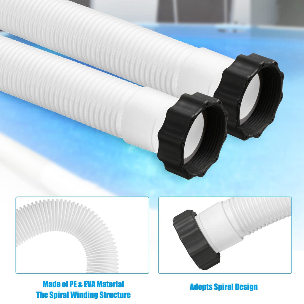 eBoot 2 Pcs 29060e Above Ground Pool Hoses 1.5" Diameter 59" Long Swimming Pool Pump Hose Replacement for Filter Pump, Saltwater System, Sand Filters Accessories(White)