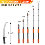 LAANPOLE 26FT Pole Saw, Telescoping Tree Trimmer with 5-20FT Extension Pole, Manual Branches Pruner for Backyard