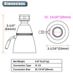 Angle Simple Shower Head, Brass High Flow Shower Sprayer Head, Adjustable Angle and Water Flow, G 1/2, Brushed Nickel